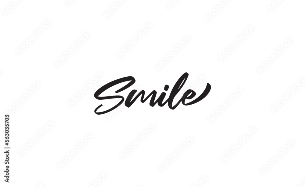 Smile handwritten brush lettering. Modern calligraphy isolated on white background.