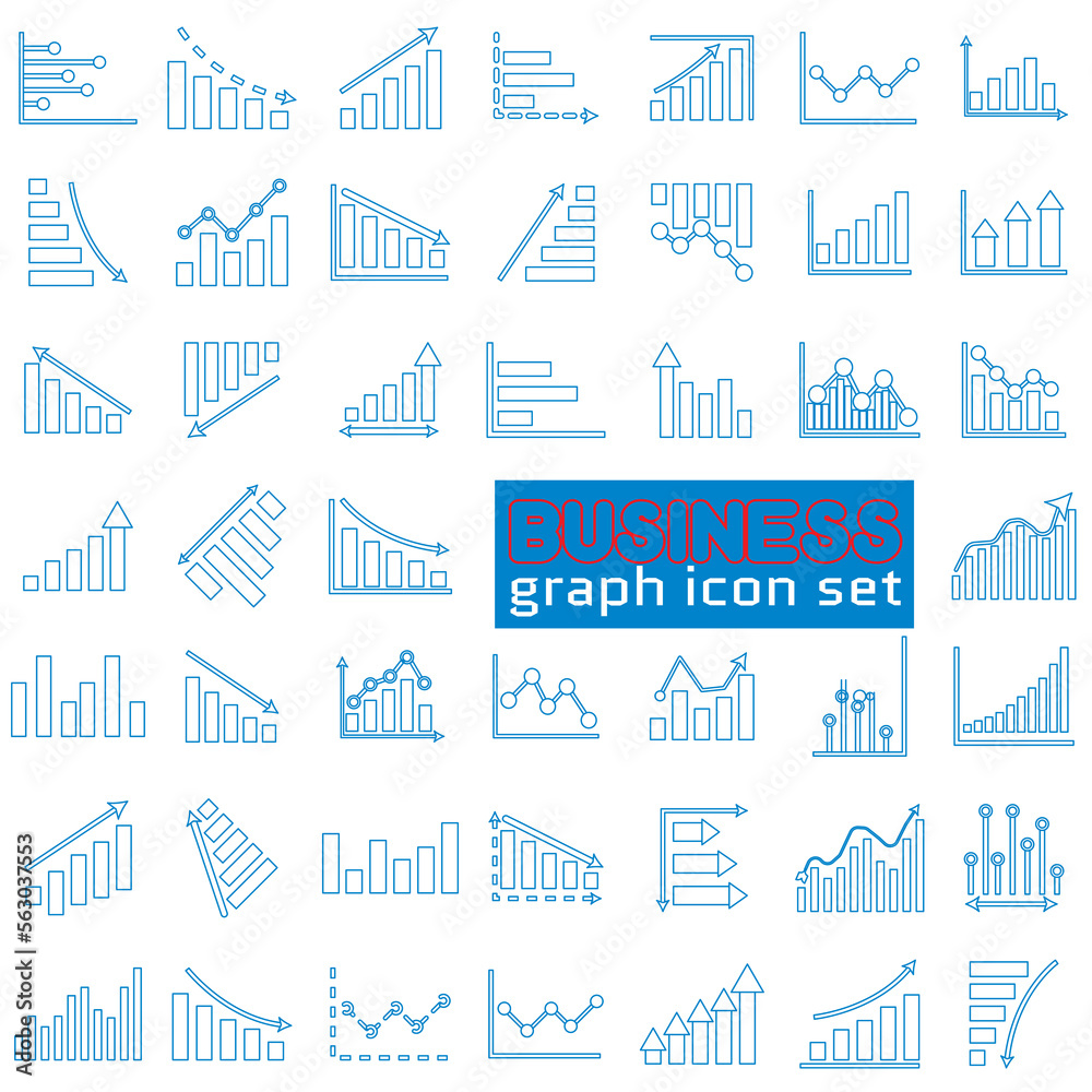 Vector business graph icon set simple design