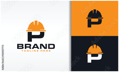 initials P cap construction logo