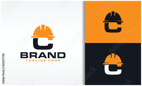 initials C cap construction logo