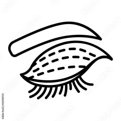 Upper Eyelid Dermatitis concept, blepharoplasty vector line icon design, beauty and personal care symbol, cosmetic dermatology sign, body aesthetics stock illustration 