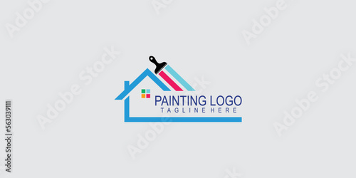 Painting logo design renovation icon painting home services iconfull color and unique premium vector