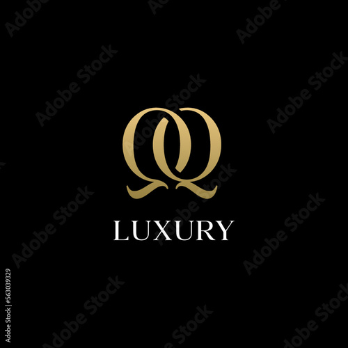 QQ Letter Logo. Gold Letter Design Vector with Golden Luxury Colors and Monogram Design.
