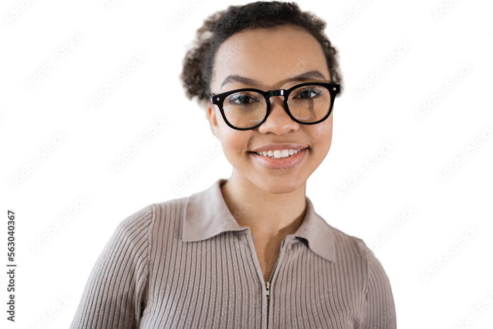Portrait of a Woman with curly glasses office Formal wear, isolated transparent background. Office employee administrator Portrait of a Woman with curly glasses office Formal wear, isolated transparent background. Office employee administrator