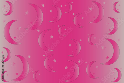 Abstract vector background with moon and stars in gradient colors 