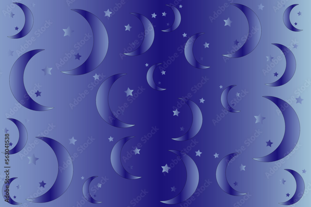 Abstract vector background with moon and stars in gradient colors Abstract vector background with moon and stars in gradient colors