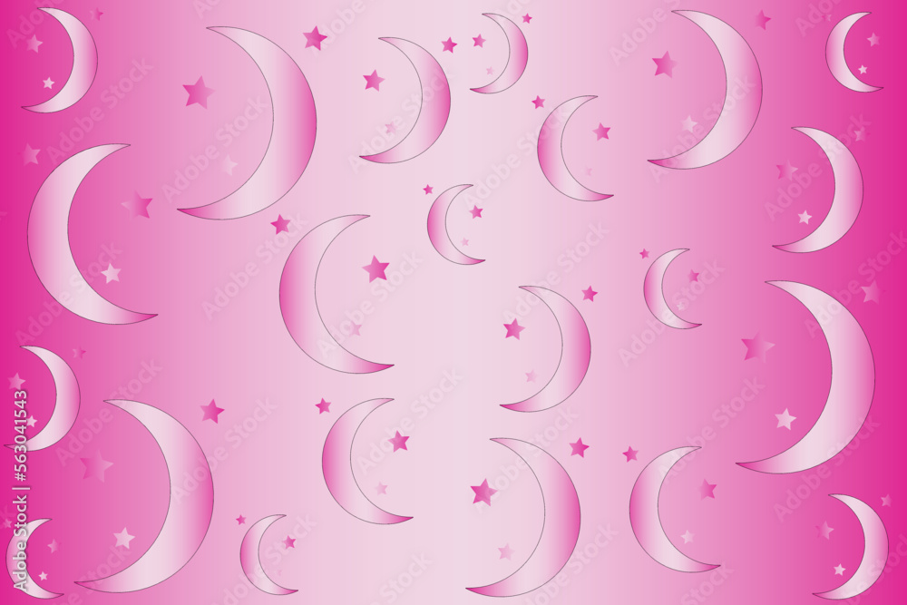 Abstract vector background with moon and stars in gradient colors Abstract vector background with moon and stars in gradient colors