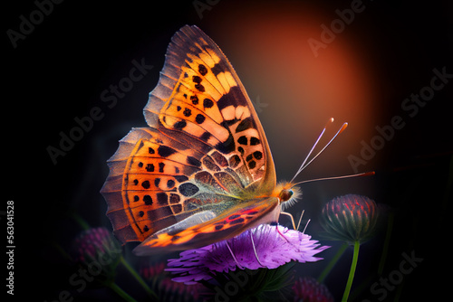 butterfly sitting on a flower. Generative Ai