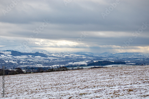 Winter snows on the Black mountains of England and Wales.