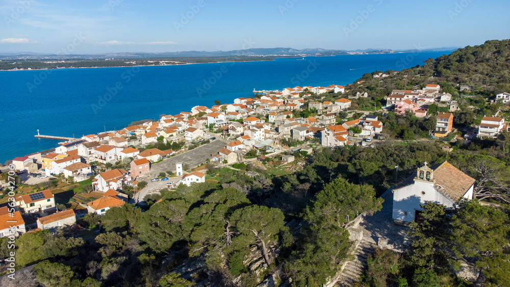 Tkon on island Pasman in Croatia with view on Adriatic sea