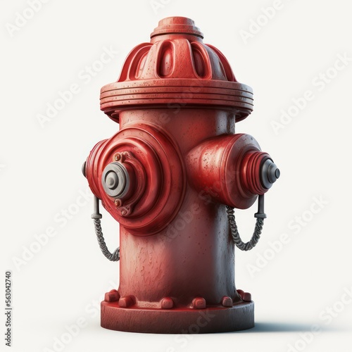 Valokuva Red fire hydrant isolated on a white background, generative ai
