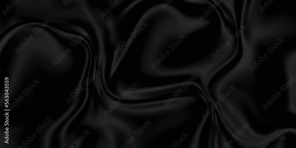 Fototapeta premium Black silk background . Black satin fabric background texture . abstract background luxury cloth or liquid wave or wavy folds of grunge silk texture material or smooth and soft luxurious cloth .