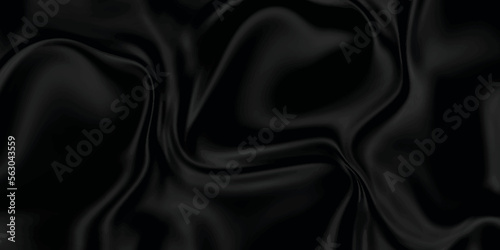 Black silk background . Black satin fabric background texture . abstract background luxury cloth or liquid wave or wavy folds of grunge silk texture material or smooth and soft luxurious cloth .