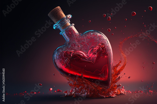 Love potion heart in bottle, Generative AI