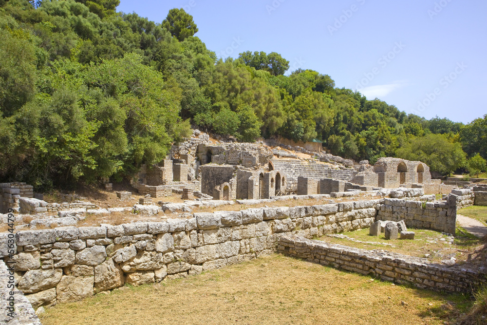 Ruins of the Amphitheater in Butrint National Park, Buthrotum, Albania