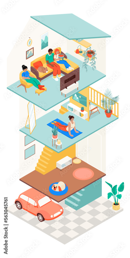 Multi-storey building - modern flat design style illustration Multi-storey building - modern flat design style illustration