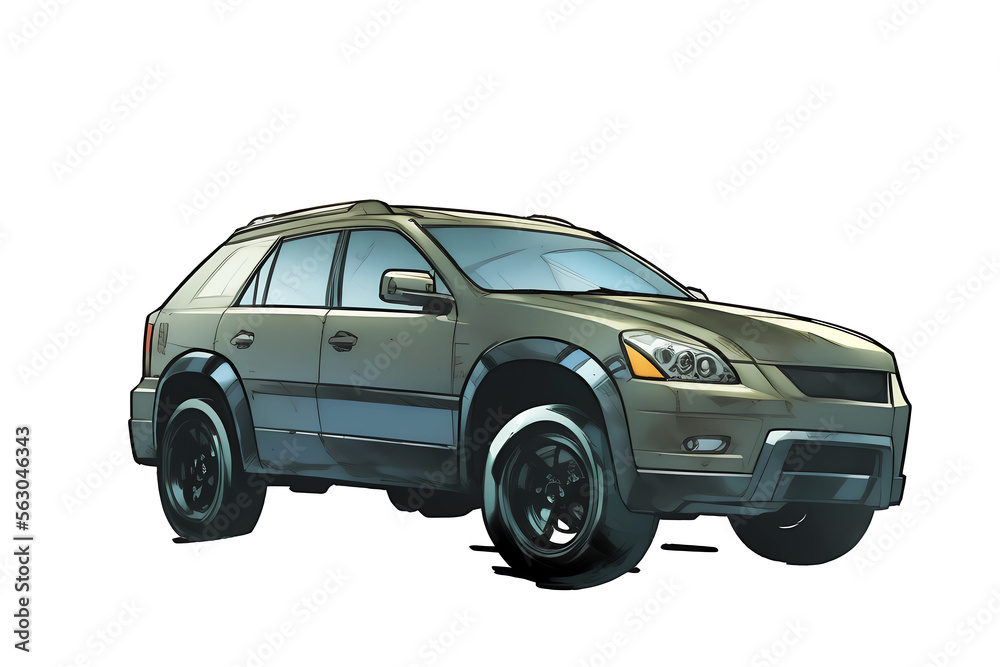 a drawing of a suv with a white background and a black outline on the front of the car . AI a drawing of a suv with a white background and a black outline on the front of the car . AI