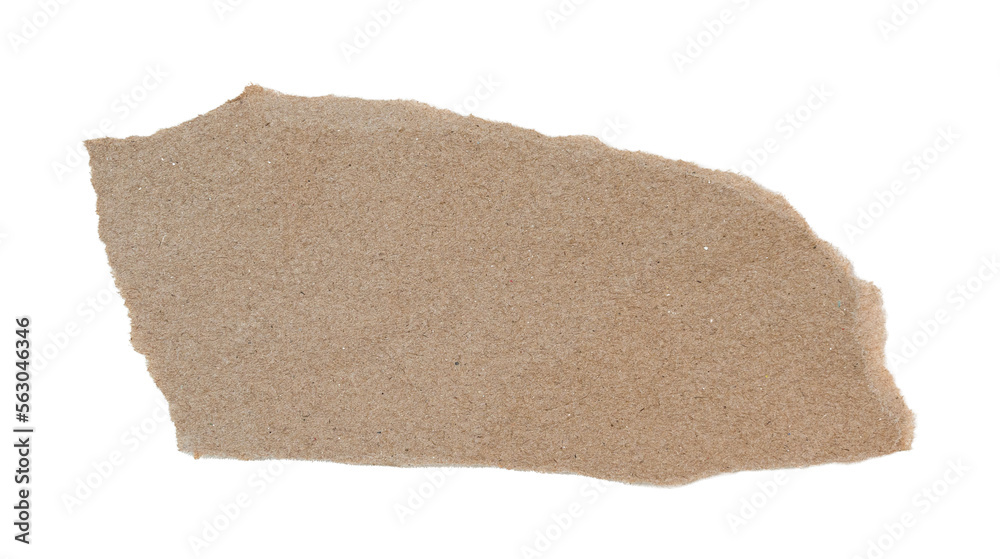 Brown ripped piece of paper isolated on transparent background PNG file