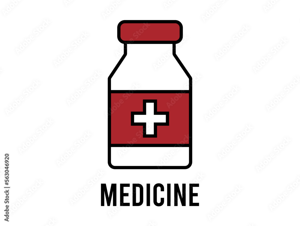 Medicine icon. Vector medication treatment and care, healthcare concept with doctor. Pot isolated on white background Medicine icon. Vector medication treatment and care, healthcare concept with doctor. Pot isolated on white background
