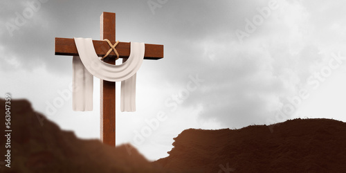 Background with cross in 3d render
