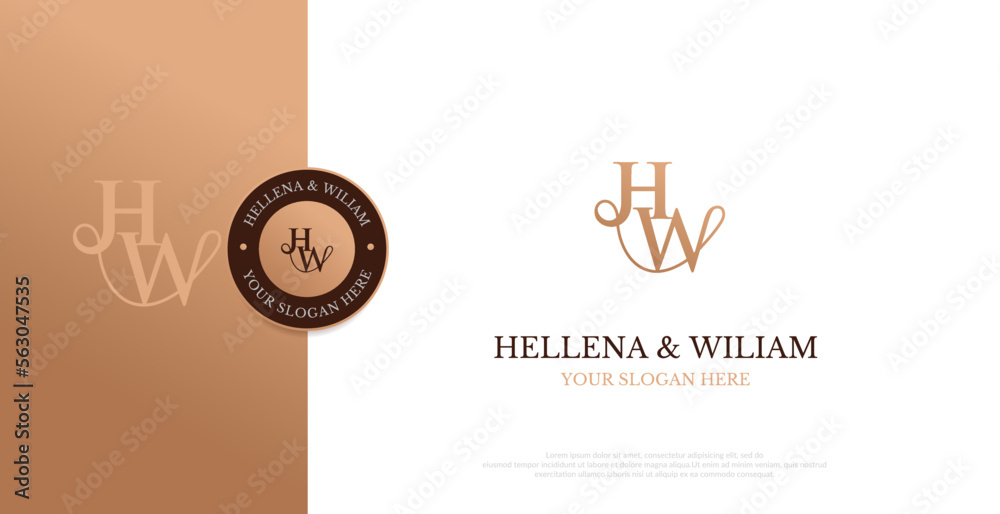 Initial HW Logo Design Vector 