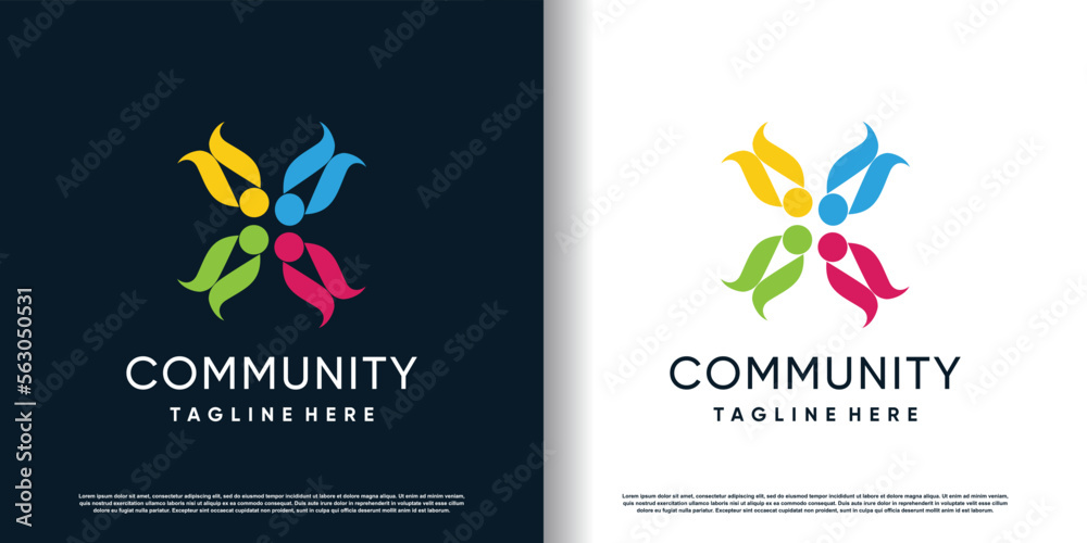 Obraz premium community logo design vector with creative unique style concept premium vector