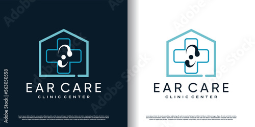 ear care logo design with creative unique style concept premium vector