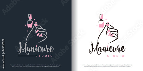 nail logo icon with modern creative and unique concept premium vector