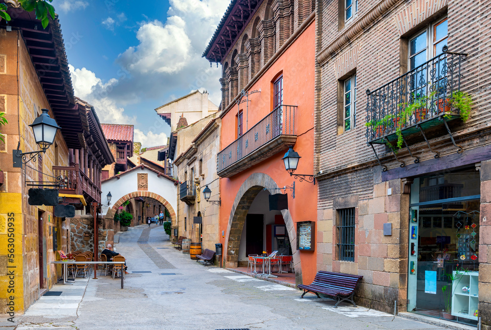 Fototapeta premium Poble Espanyol de Montjuic traditional architectures in Barcelona, Catalonia, Spain. Architecture and landmark of Barcelona.