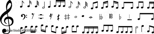 Collection of Music notes. Musical key signs. photo