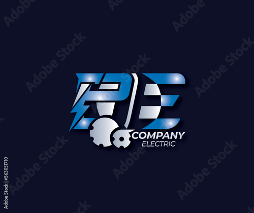 PE Letter Creative Electric Power Modern Logo Design Company Concept