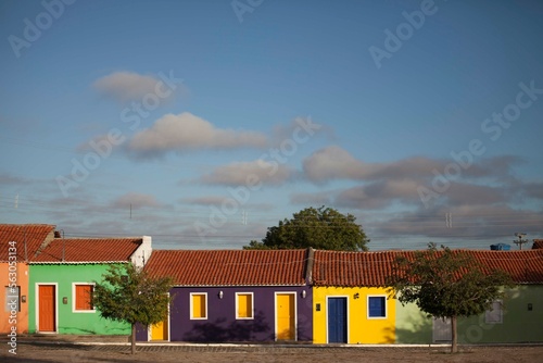 Casario colorido no Sítio do Caboclo, em Afranio, no sertão de Pernambuco,  photo