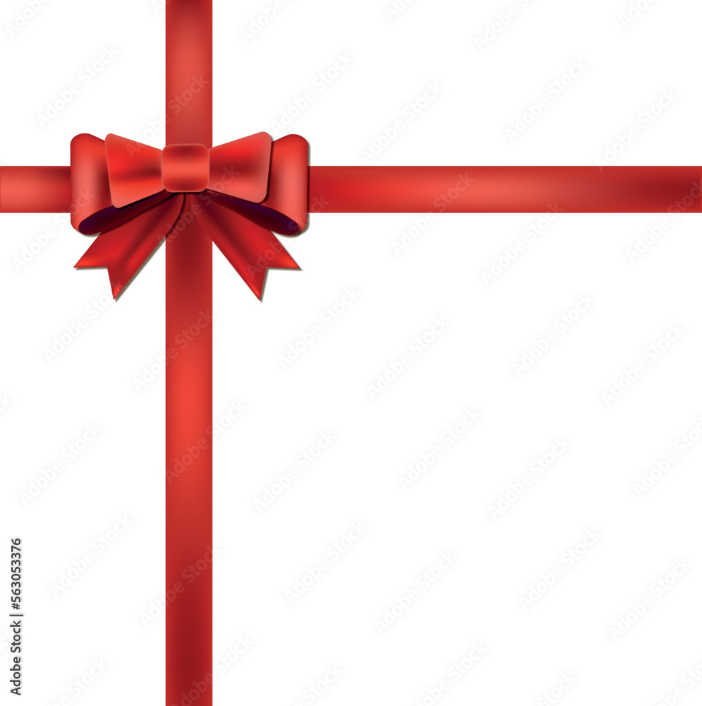 Realistic red bow and ribbon isolated on transparent background. Template for brochure or greeting card. Vector illustration Realistic red bow and ribbon isolated on transparent background. Template for brochure or greeting card. Vector illustration