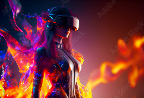 3d character style nft collection with VR goggles immersed in backlit diffuse liquid. metaverse concept  technology  video games and virtual reality  generative artificial intelligence