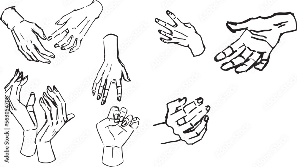 Fototapeta premium Set of hands sketch art