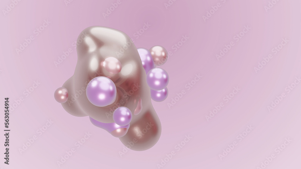 3D render animation motion design presentation background wallpaper metasphere. Pink purple abstract meta sphere liquid shape moving deformation transition to meta balls bubbles drops pearls molecules 3D render animation motion design presentation background wallpaper metasphere. Pink purple abstract meta sphere liquid shape moving deformation transition to meta balls bubbles drops pearls molecules