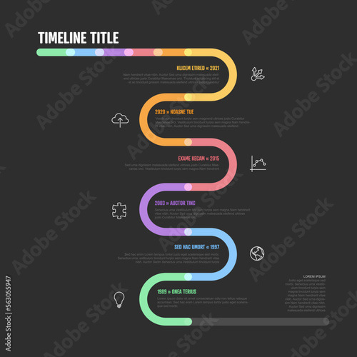 Infographic darkCompany Milestones curved thick line Timeline Template