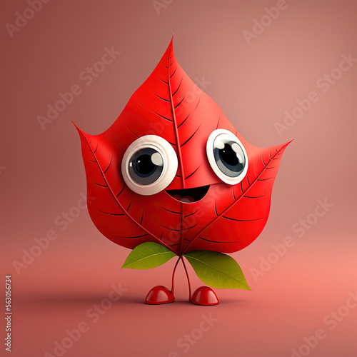Cute Cartoon Red Fall Leaf ...