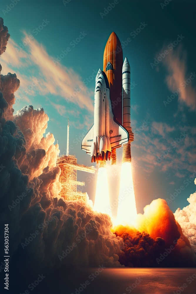 illustration, space shuttle taking off,image generated by AI