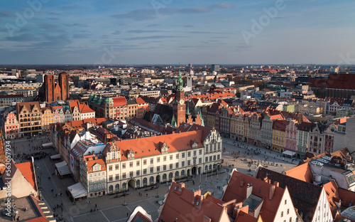 Wroclaw Old Town Square with the observation tower.