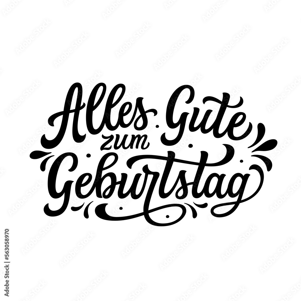 Happy Birthday in German. Hand lettering text isolated on white ...