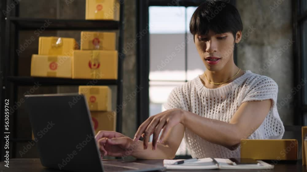 Transgender asian men beauty blogger with fashionable clothes recording video in studio. lgbt concept. Transgender asian men beauty blogger with fashionable clothes recording video in studio. lgbt concept.