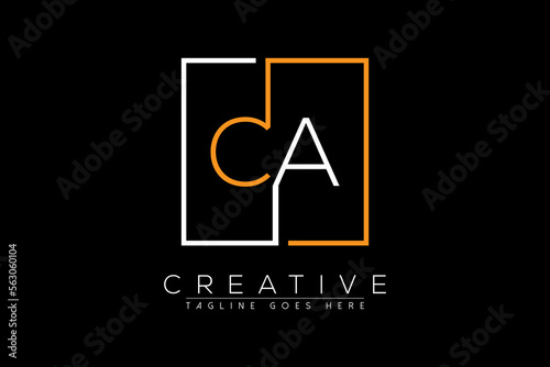 Initial letter CA, ac, a, c elegant and luxury Initial with Rectangular frame minimal monogram logo design vector template