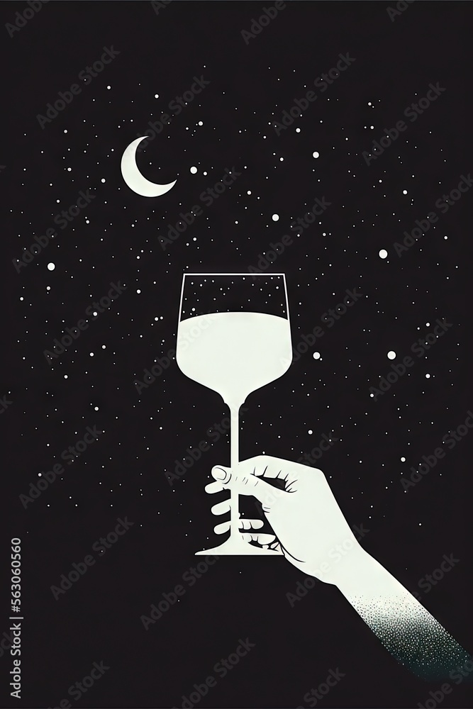 Impression minimaliste de lever le verre le soir du nouvel an, champagne  Stock Illustration | Adobe Stock