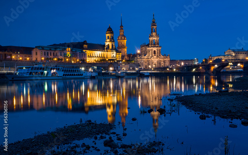Dresden city night panorama, Germany.