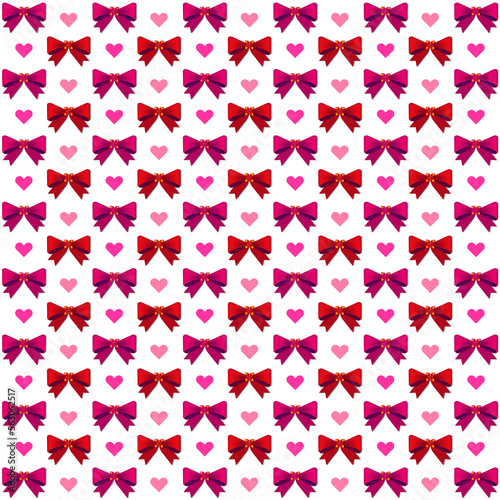 Little Bows repeat pattern design. Hand-drawn background. Holidays pattern for wrapping paper or fabric.