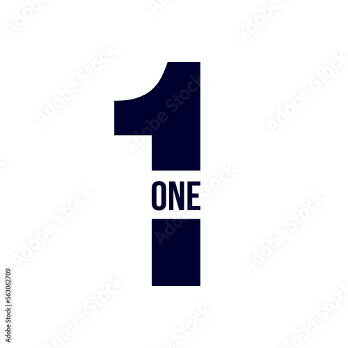 Creative minimal design number one. One symbol isolated on white background. 1 number logo. vector
