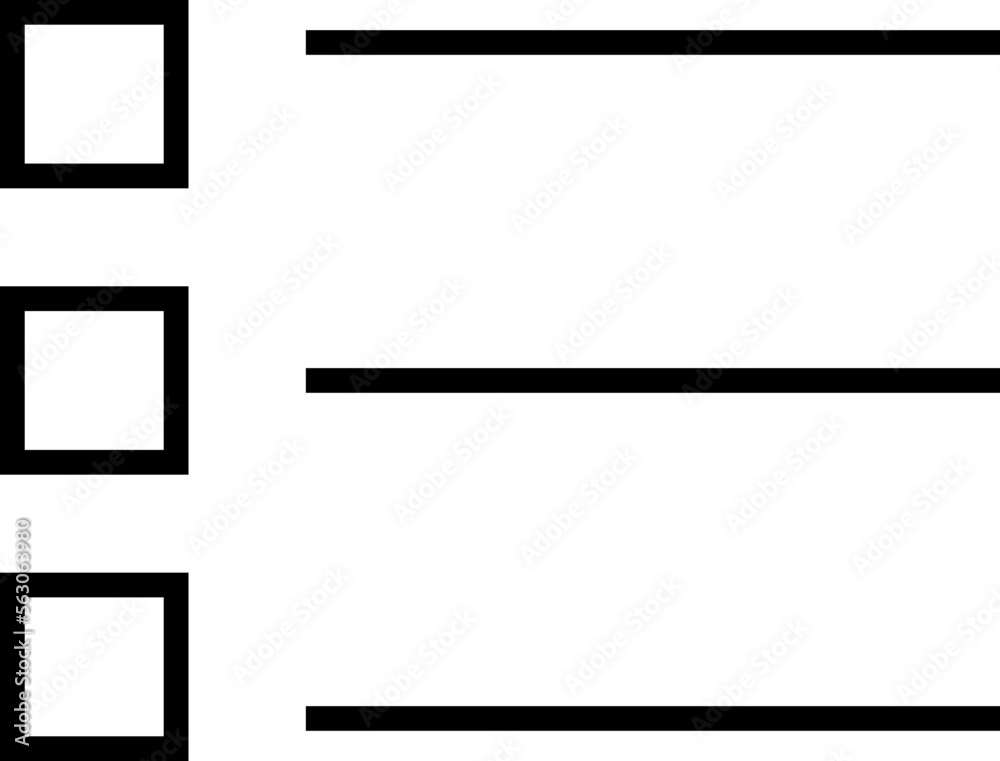 List Line Icon. Vector sign drawn with black thin line. Editable stroke. Perfect for UI, apps, web sites, books, articles List Line Icon. Vector sign drawn with black thin line. Editable stroke. Perfect for UI, apps, web sites, books, articles