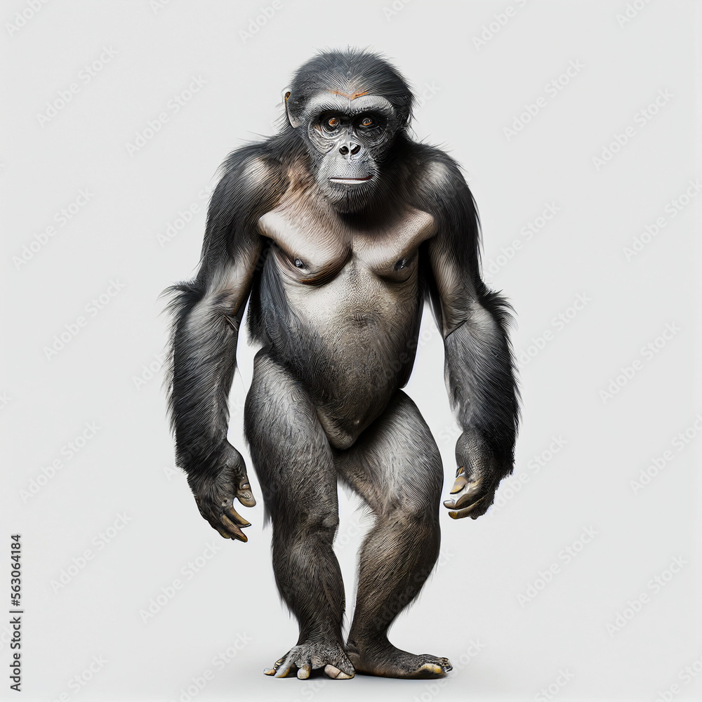 Australopithecus full body image with white background ultra realistic
Australopithecus full body image with white background ultra realistic