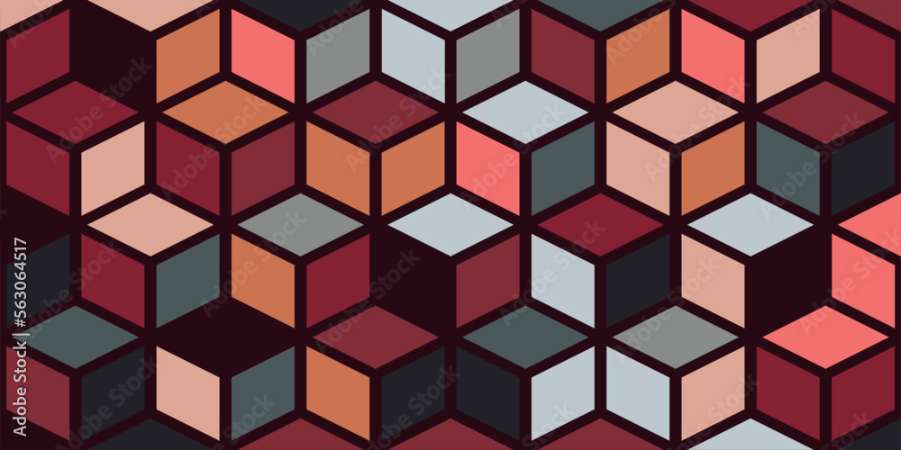 elegant geometric pattern with retro colors, background of figures colorful texture